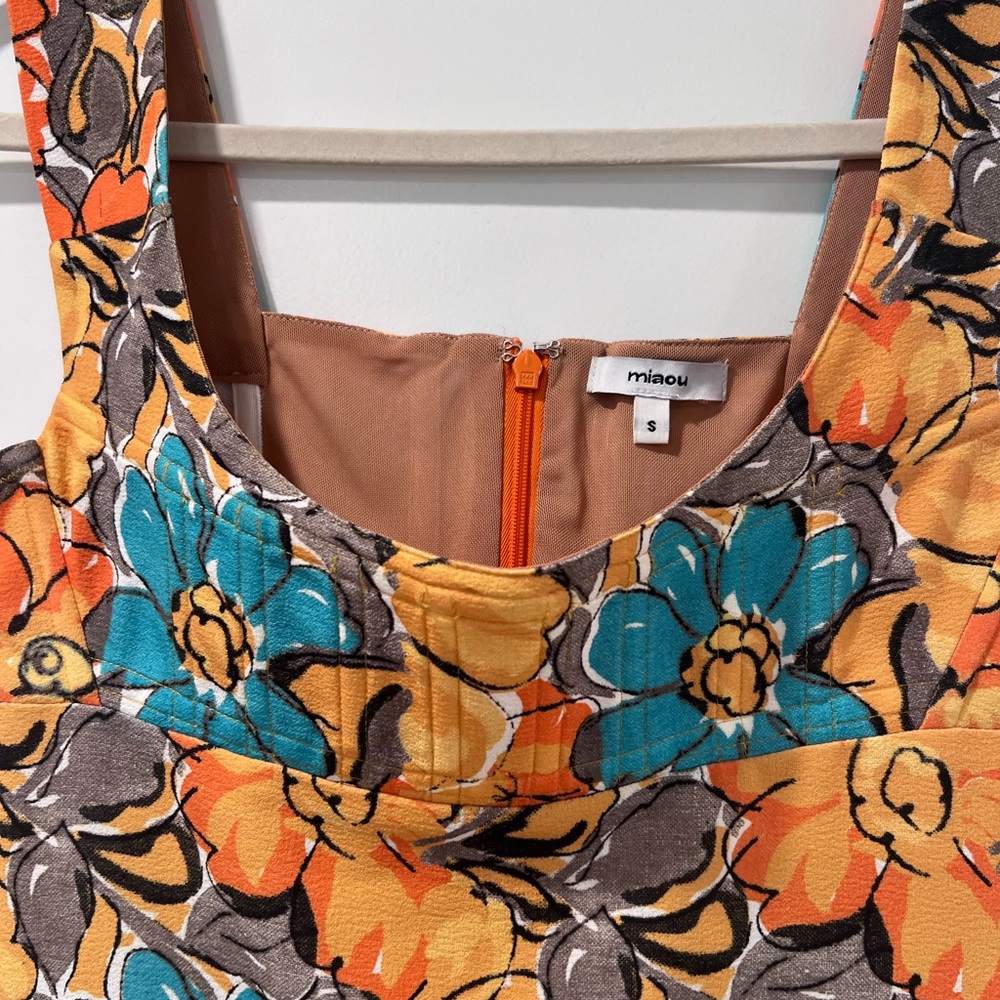 Vivi Dress In Parisian Flower Orange Miaou View 4